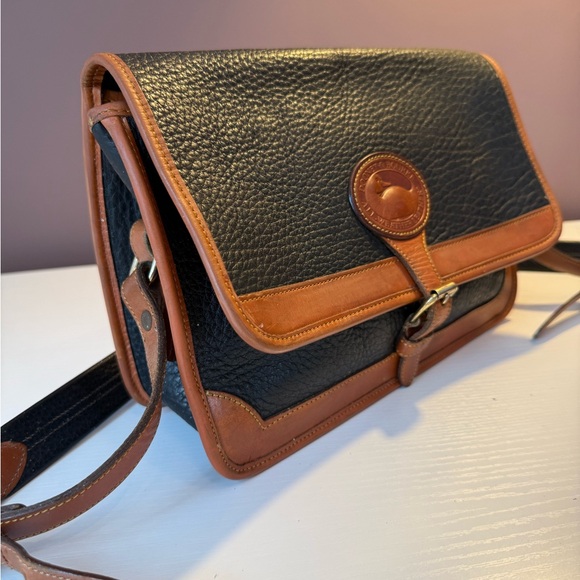 Dooney & Bourke Black and Brown Leather Messenger Bag - Picture 4 of 7